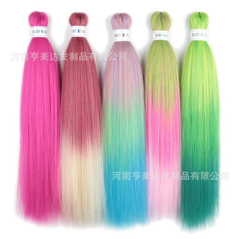 EZ Color 26inch Women's Chemical Fiber Long Straight Hair Big Easy Braid Hair Low Temperature Silk Long Straight Hair Wig