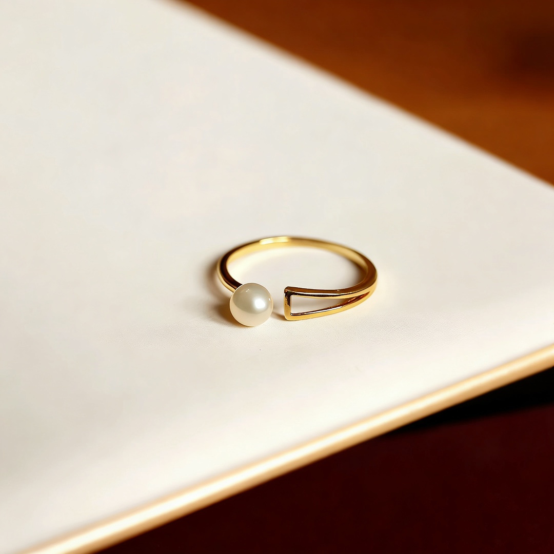 Natural Small Pearl Ring with Niche Design, High-End Feel, Adjustable Open Ring, Light Luxury, Fashionable, Versatile, and Delicate