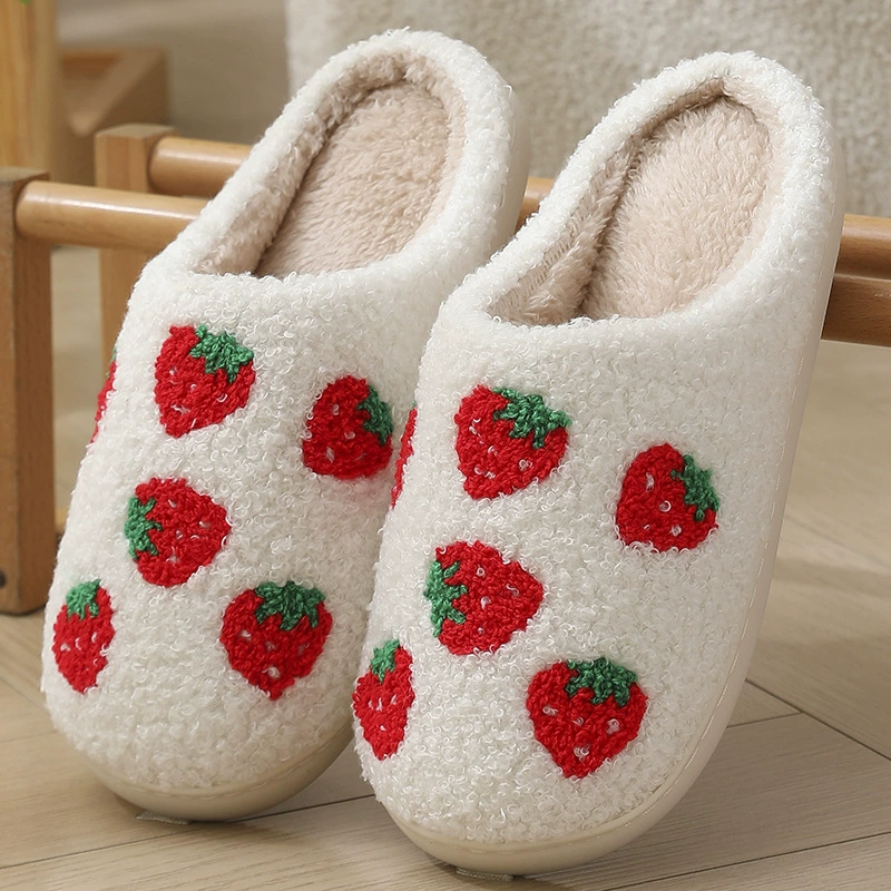 Теплые зимние домашние тапочки из хлопка с сердечками для женщин, плюшевые тапочки для пар, для дома, на Хэллоуин