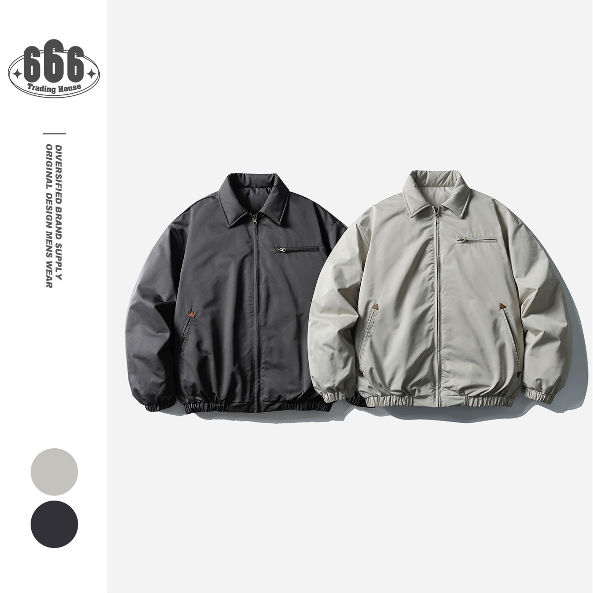 ButterTiger冬季羽绒服男翻领宽松白鸭绒日系复古飞行员外套YR011