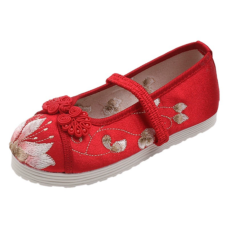 [Цветочная ветвь] Весна 2023 Новая детская обувь ханьфу в китайском стиле Старинная обувь с вышивкой Детская Тканевая обувь ручной работы