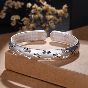 Ginestar Fashion All-match Frosted Bracelet Women's Silver-plated Jewelry Solid Bracelet Adjustable Bracelet Live Same Style