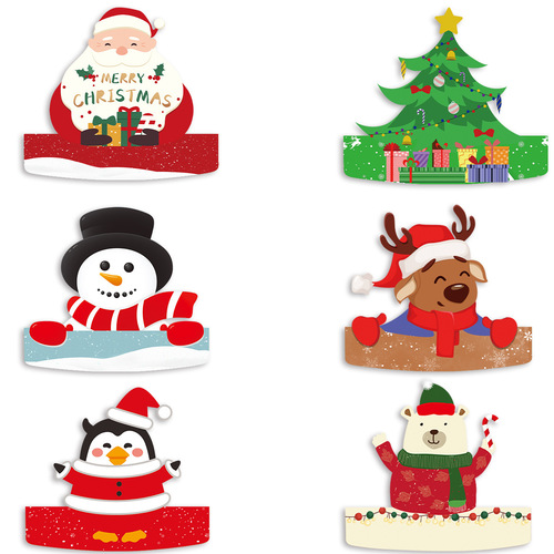 Santa Claus Snowman Christmas Tree Party Photo Prop  New Christmas Paper Glasses and Hat Set