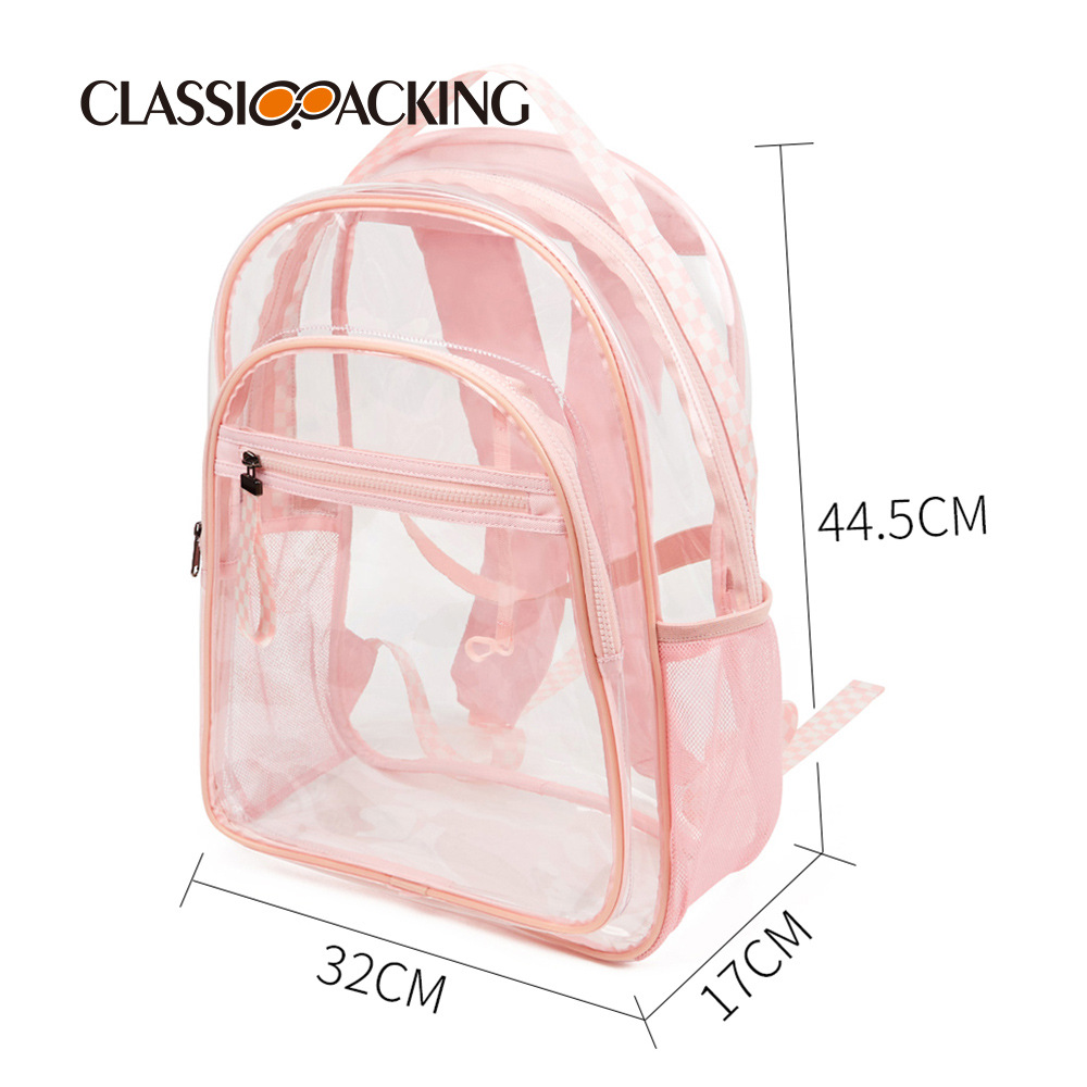 Mochila transparente Mujer estudiante de secundaria mochila impermeable de gran capacidad portátil mochila de jalea de PVC con capa intermedia