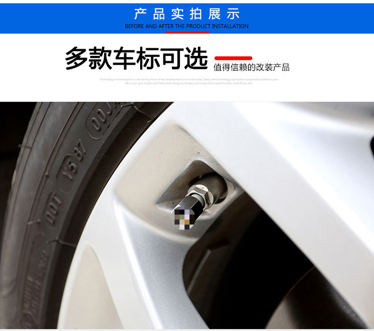 Car Tire Valve Cap with Logo, Modified Valve Cap with Wrench Keychain, Valve Core Cover