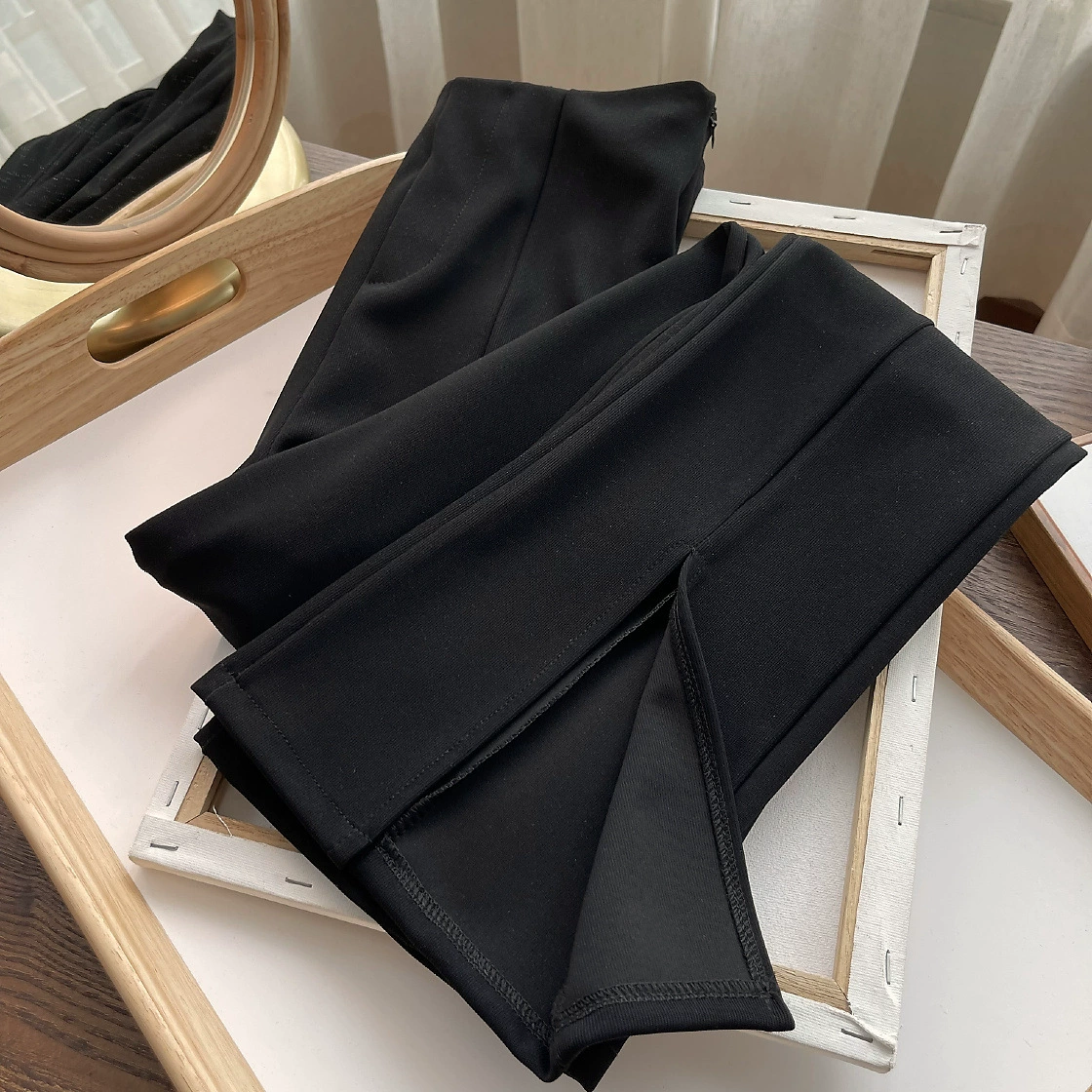 Наденьте брюки с разрезами, длинные ноги и мятежная погода ~ плоские и красивые ~ провисающие брюки с высокой талией Труба свободный костюм для мытья полов брюки