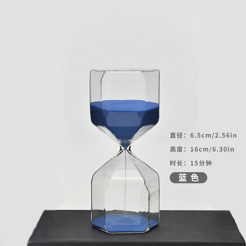 Temporizador de reloj de arena hexagonal creativo estilo moderno decoración de moda 15 minutos reloj de arena de vidrio fábrica directa image 11