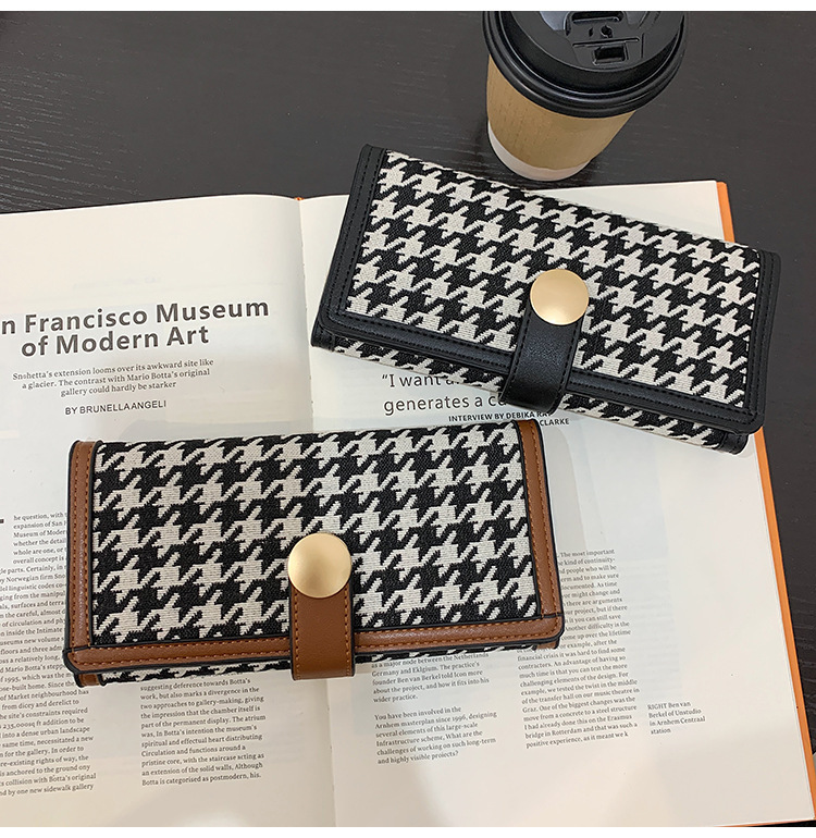 Women's Houndstooth Pu Leather Canvas Zipper Buckle Wallets display picture 5