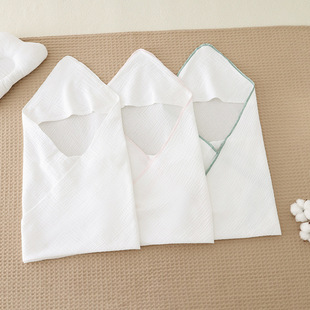 Cross-Border Pure Cotton Crepe Baby Blanket Class a Pure Color Newborn Bag Single Summer Thin Outing Blanket Wrap Quilt