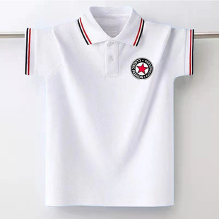 Children's Short-Sleeved T-Shirts, Medium and Large Kidsren's Lapel Polo Shirts, Kidsren's White T-Shirts, Summer Student Baby Tops, Bottoming Shirts
