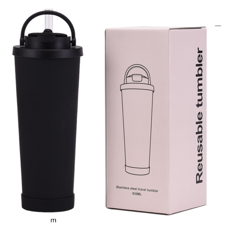 2024 nuevo 830ml gran capacidad ventosa conveniente manejar una taza doble taza grande agujero paja taza de agua