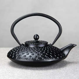 出口日本780ml扁大丁 煮水泡茶手工铸铁壶家用带过滤网水壶铁茶壶