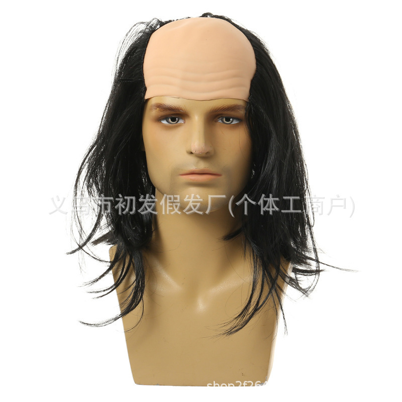 Cross-Border Hot Cosplay Grandpa Wig Despicable Dad Halloween Bald Elderly Flower White Short Hair Set