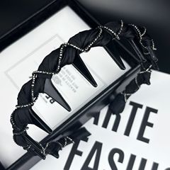 韓国の絶妙なクロスラインストーンプレスヘッドバンド、ファッショナブルなサテンハイヘッド滑り止め出席多用途ヘッドバンド、女性用