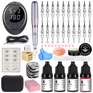 Cross-border semi-throwing eyebrow tattoo machine multi-frequency hairline line eyebrow particles eyebrow floating lip semi-permanent tattoo supplies suit