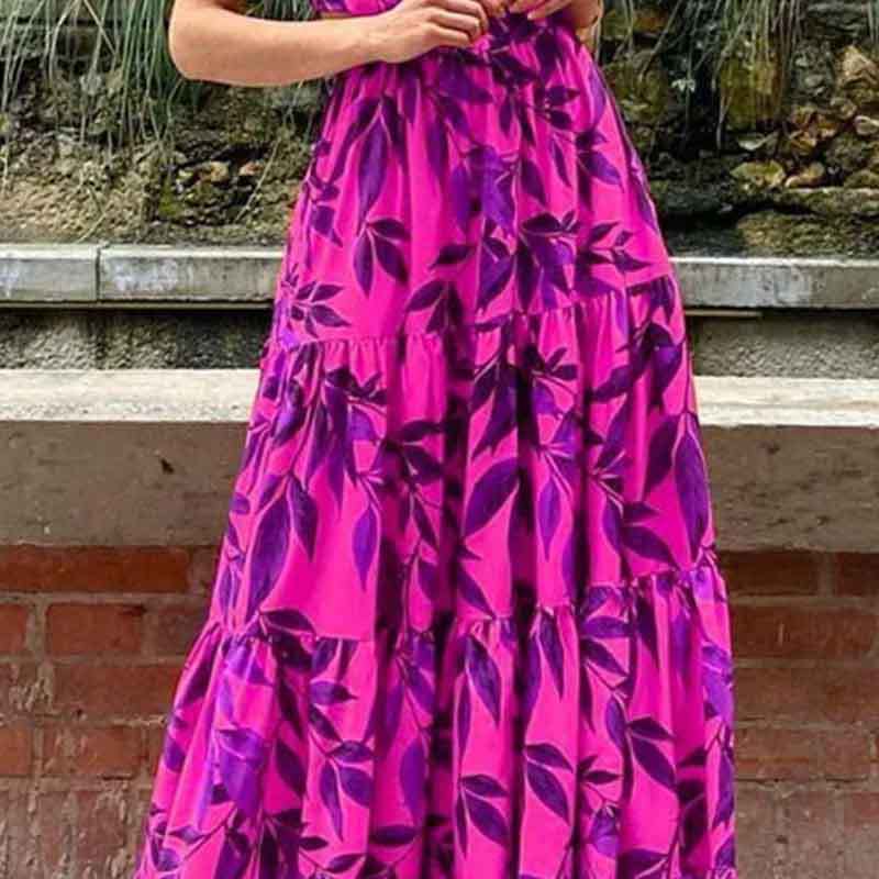 High Waist Waist Line Travel Occasion Wholesale Women's Simple Style Ruffles Flower Travel Round Neck Short Sleeve Sheath Dress
