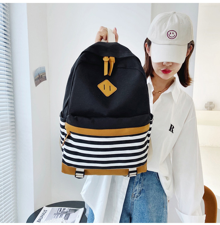 Stripes Large Capacity Fashion Canvas Backpack Wholesale Nihaojewelry display picture 19