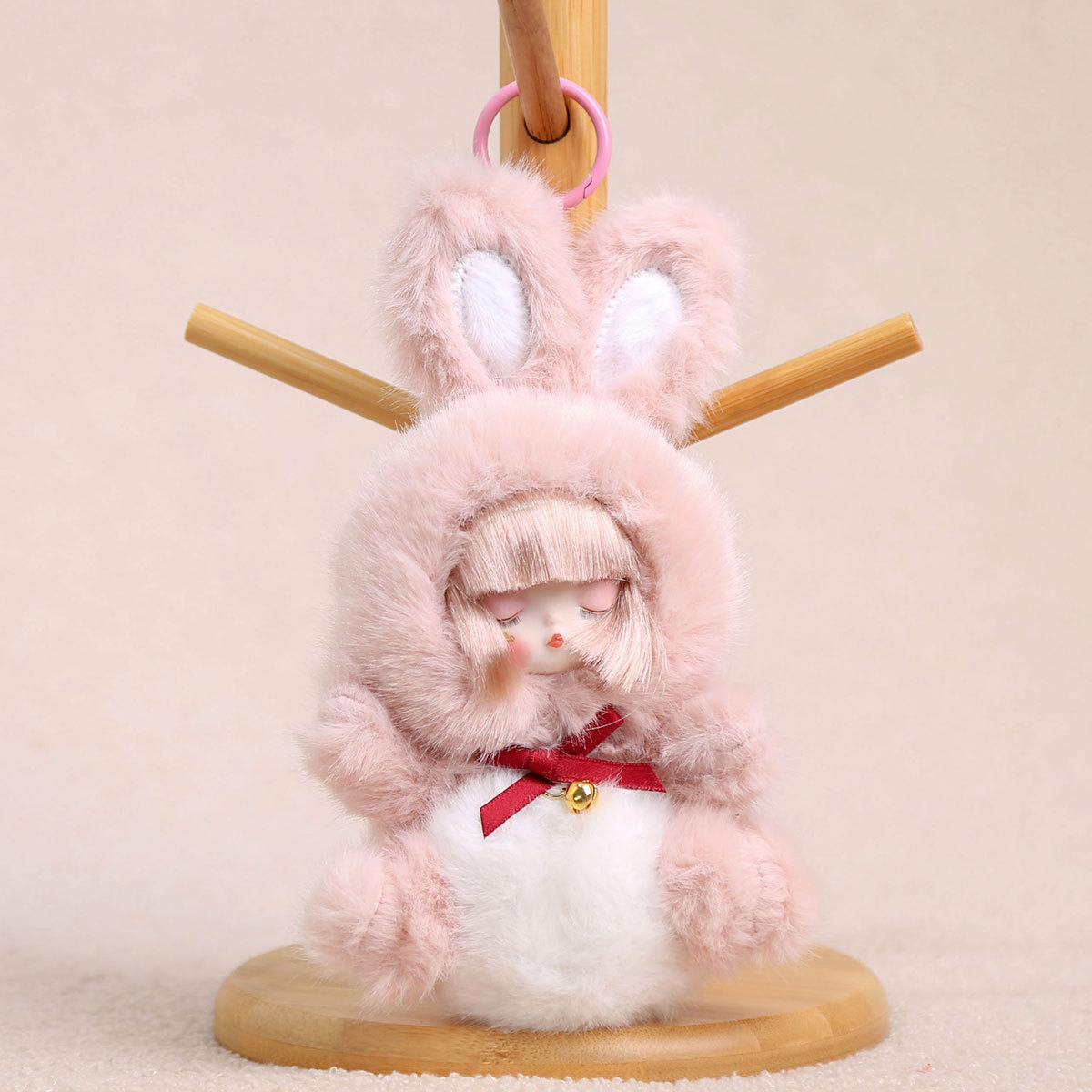 新品搪胶趴姿睡衣小天使挂件可爱长耳兔毛绒玩具包包挂饰女孩礼品