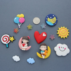 創意月亮情侶冰箱貼磁貼一套3立體個性卡通動漫裝飾吸鐵石留言