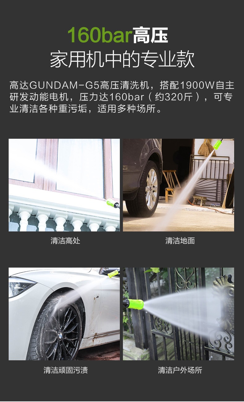 Greenfield High-Pressure Car Washer 220V Household Portable Powerful Cleaning Machine High-Power Water Pump Gun Car Cleaning Tool