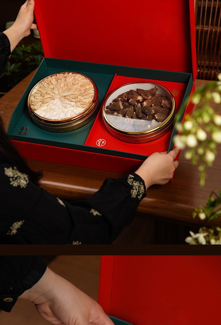 Nafu Double Gift Box American Ginseng Dendrobium Red Ginseng Herbal Gift Set 500g Dried Tonic Herbs for Cooking and Gifting in use