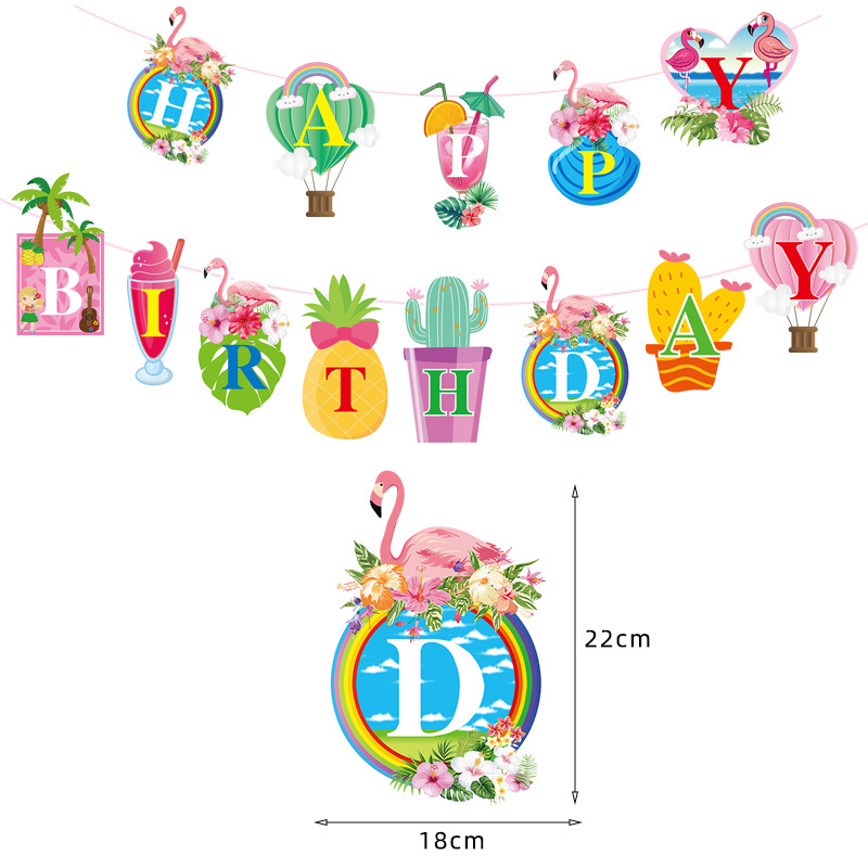 Verano tema hawaiano flamenco piña fiesta vajilla desechable bandeja de papel taza de papel bandera suministros de mantel