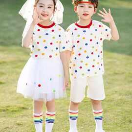 六一儿童运动会啦啦队舞蹈合唱演出服波点纱裙服装幼儿园表演服