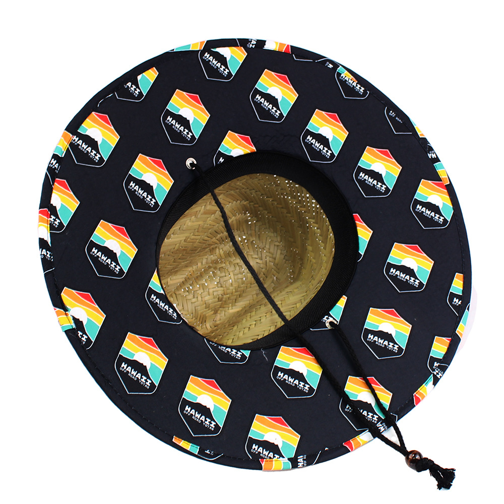 Sombrero de paja para hombre estilo playa, diseño salvavidas, moda verano 2024