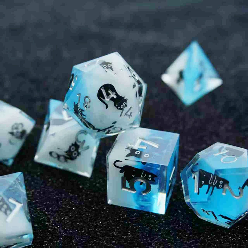 Игральные кости из 7 кубиков из смолы DND Dragon с Downtown Multihedral COC Run Team RPG RPG