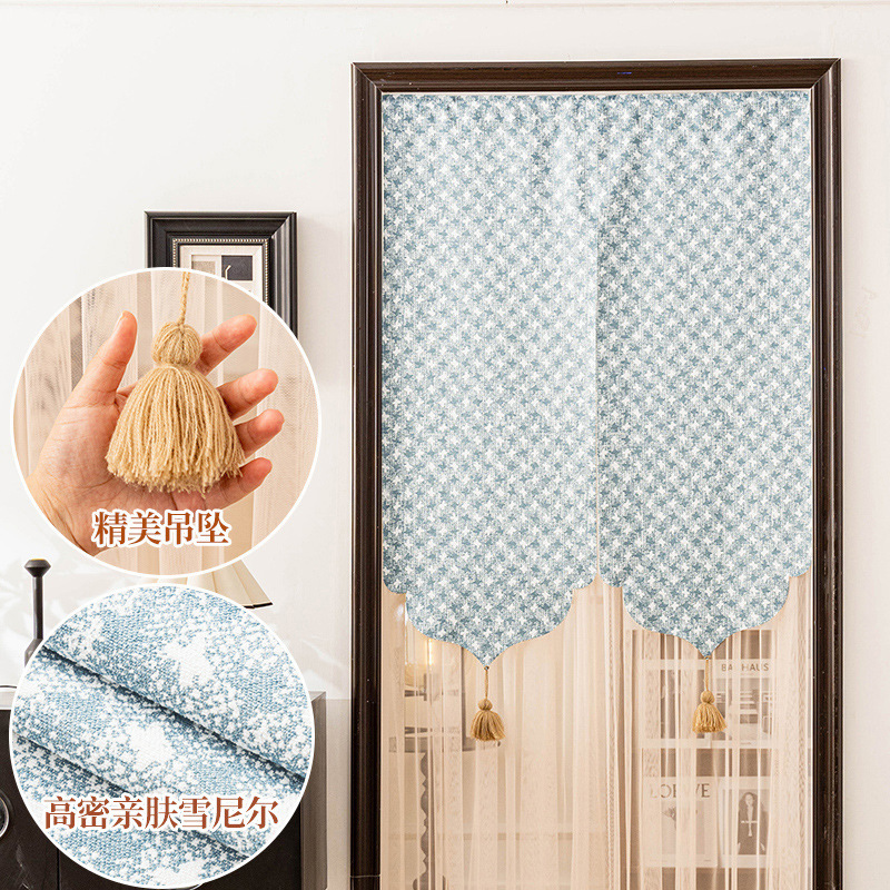 Wholesale high-end chenille dual-use magic tape curtain, no-drill installation, light luxury home privacy partition, door cover