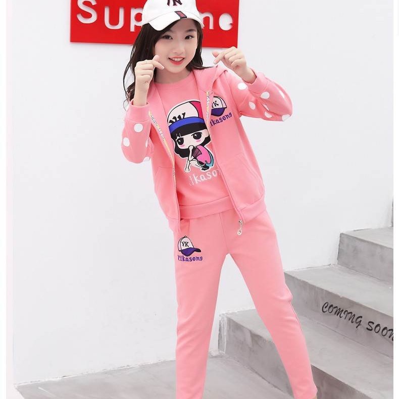 2024女童春秋装套装三件套小女孩春天衣服中大童长袖套运动套潮款