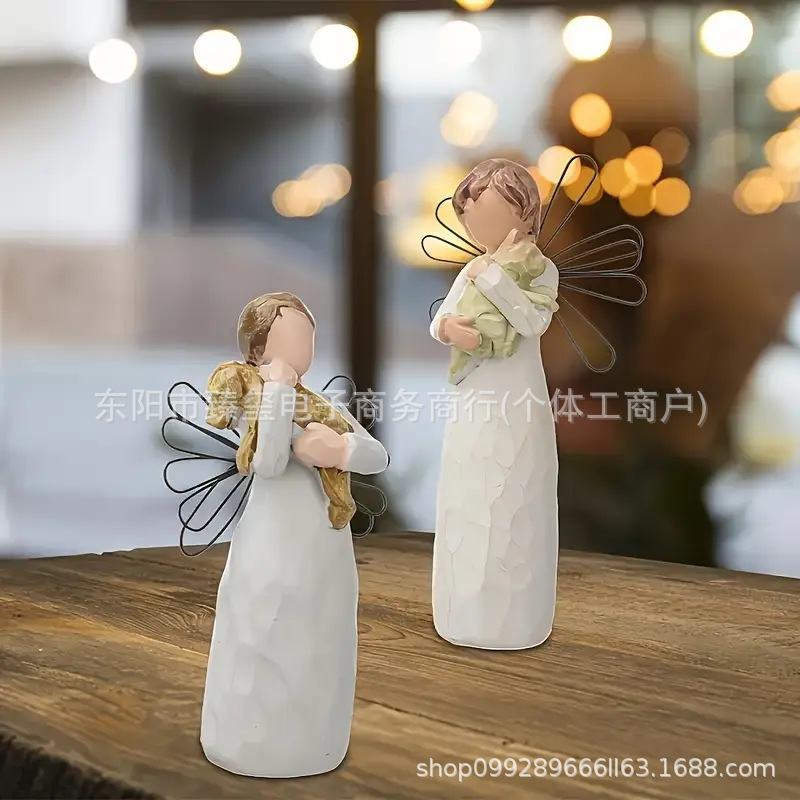 Cross-Border New Valentine's Day Parent-Child Intimate Ornaments Resin Crafts Home Decoration Couple Ornaments Angel