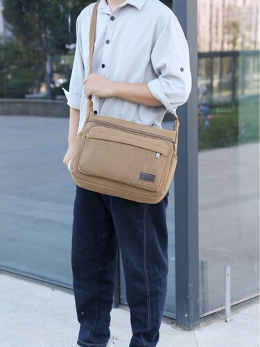 New Cross-border Convenient Canvas Men's Single Shoulder Diagonal Cross-Body Bag, Multiple Functional Labor Protection Tool Style Travel Bag