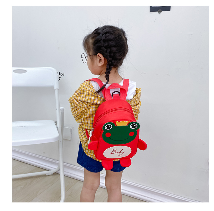 Kindergarten schoolbag for children, boys and girls, 1-3-5 years old, anti-wandering rope, cute frog, double-shoulder baby small backpack undefined