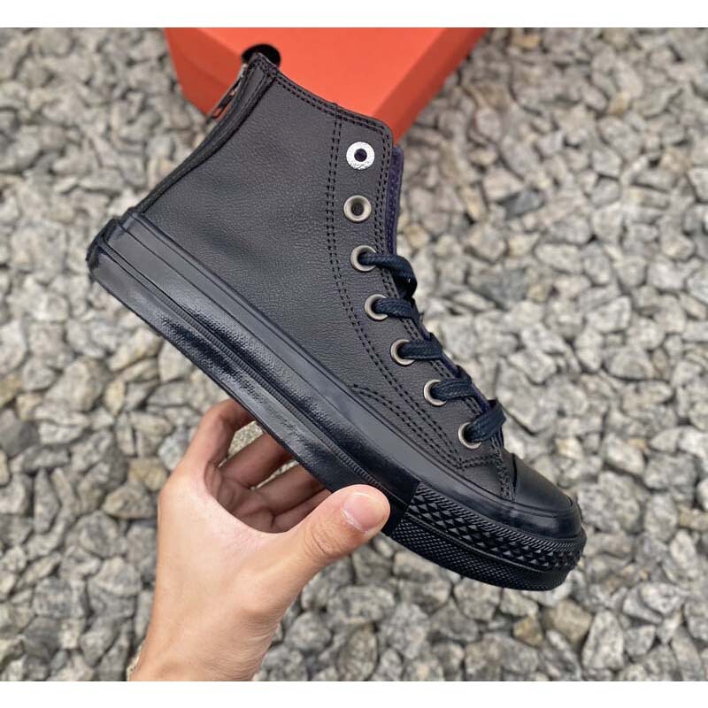 Autumn and Winter new brown leather full black leather high zipper couple men's shoes women's shoes casual shoes board shoes
