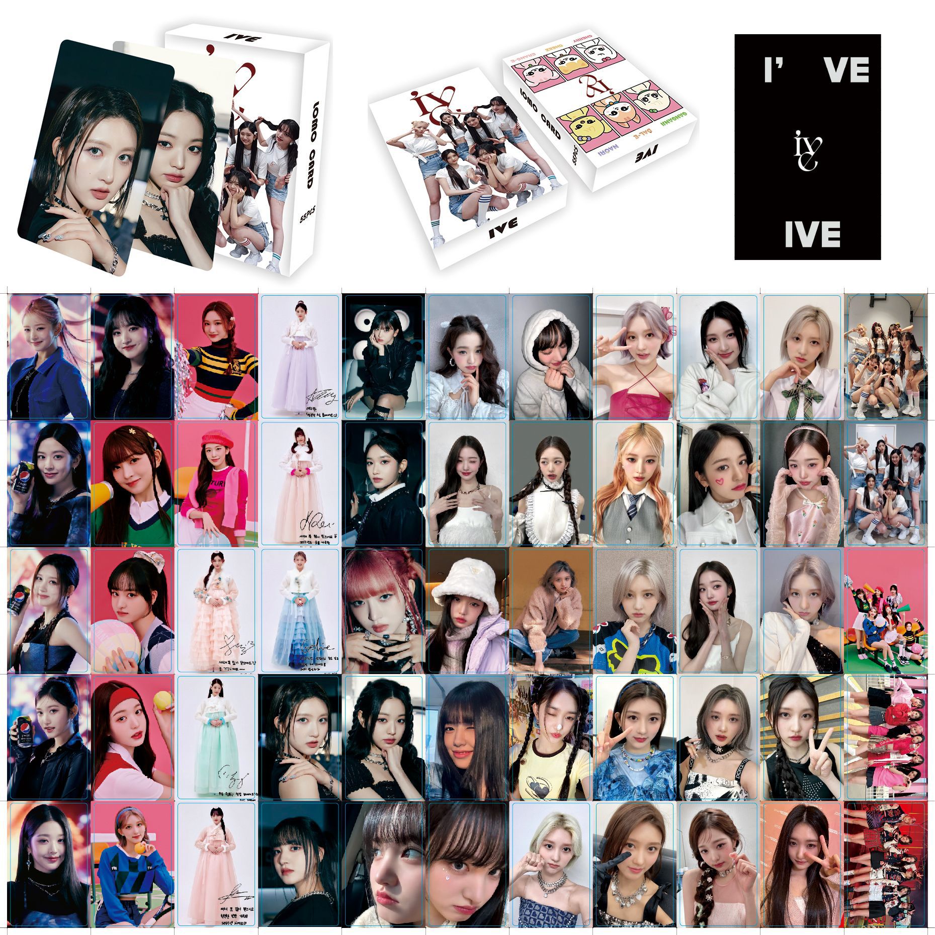 55 IVE Fandom LOMO Cards featuring Jeong Yeon-jung, Yoo Jea-in, and Lee Young-jin: Souvenir Stamps from a Korean Girl Group
