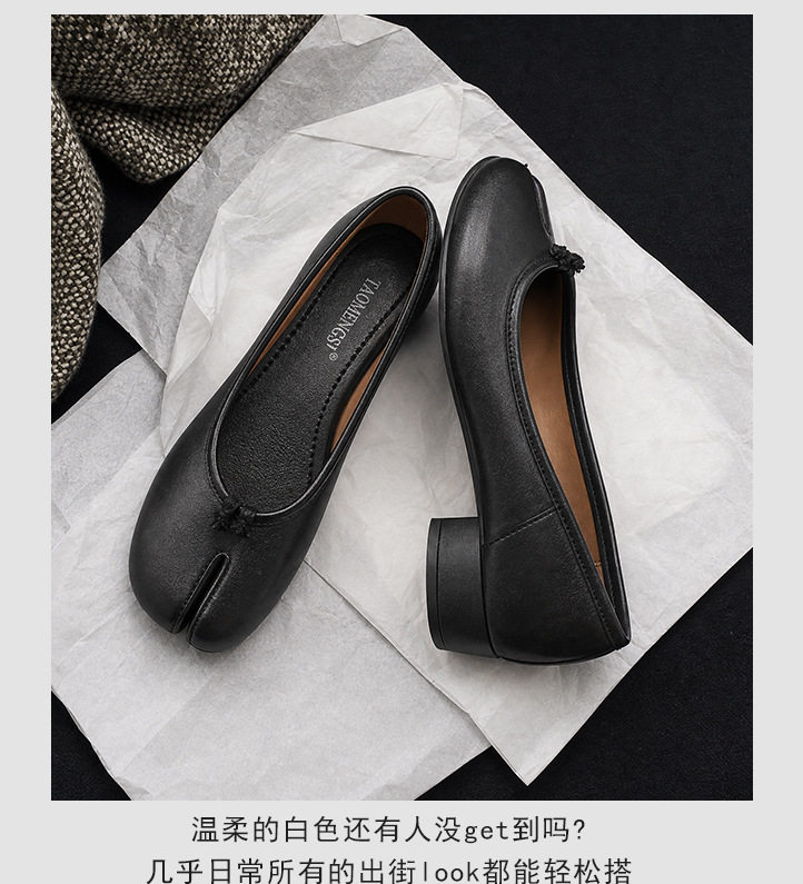 Giày búp bê nữ mũi tách ngón gót thô 3–6 cm, kiểu Mary Jane thời trang, dễ xỏ chân — bạc, màu mơ, Điểm sóng Đen, đen chi tiết 14