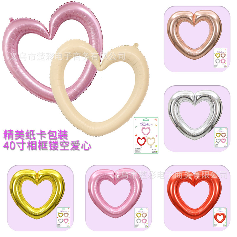 One Piece Wholesale Card Set 40inch Cut Out Heart-Shaped Photo Frame Heart Baby Birthday Valentine's Day Confession Heart Aluminum Film Ball One Piece Wholesale Card Set 40inch Cut Out Heart-Shaped Photo Frame Heart Baby Birthday Valentine's Day Confession Heart Aluminum Film Ball
