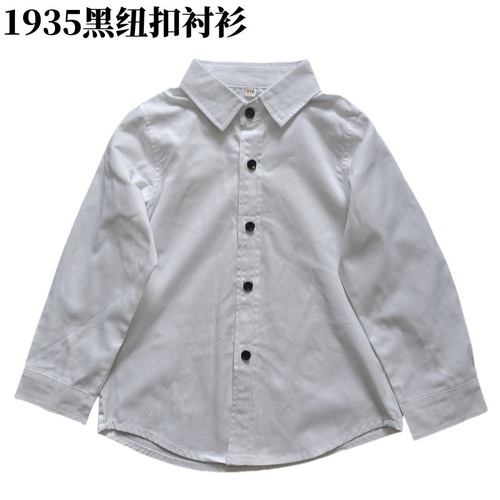 Children's shirts for autumn and winter, long-sleeved shirts for trendy kids, small white shirts for little boys.