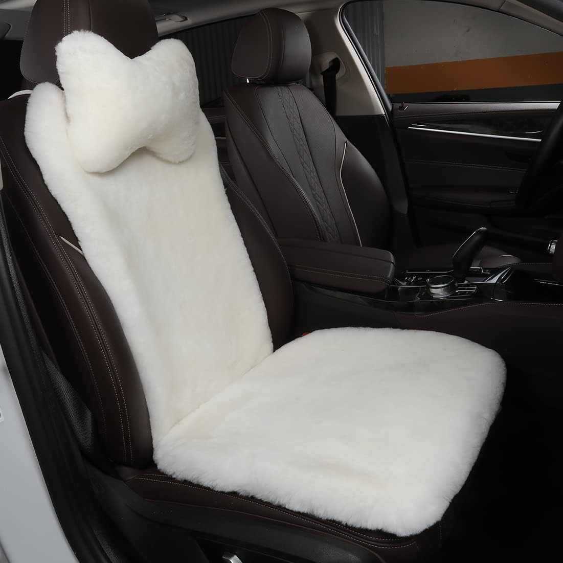Car Cushion Winter Wool Single Seat Cushion Real Wool Fur One-piece Single Seat Full Leather Cushion Car Cushion