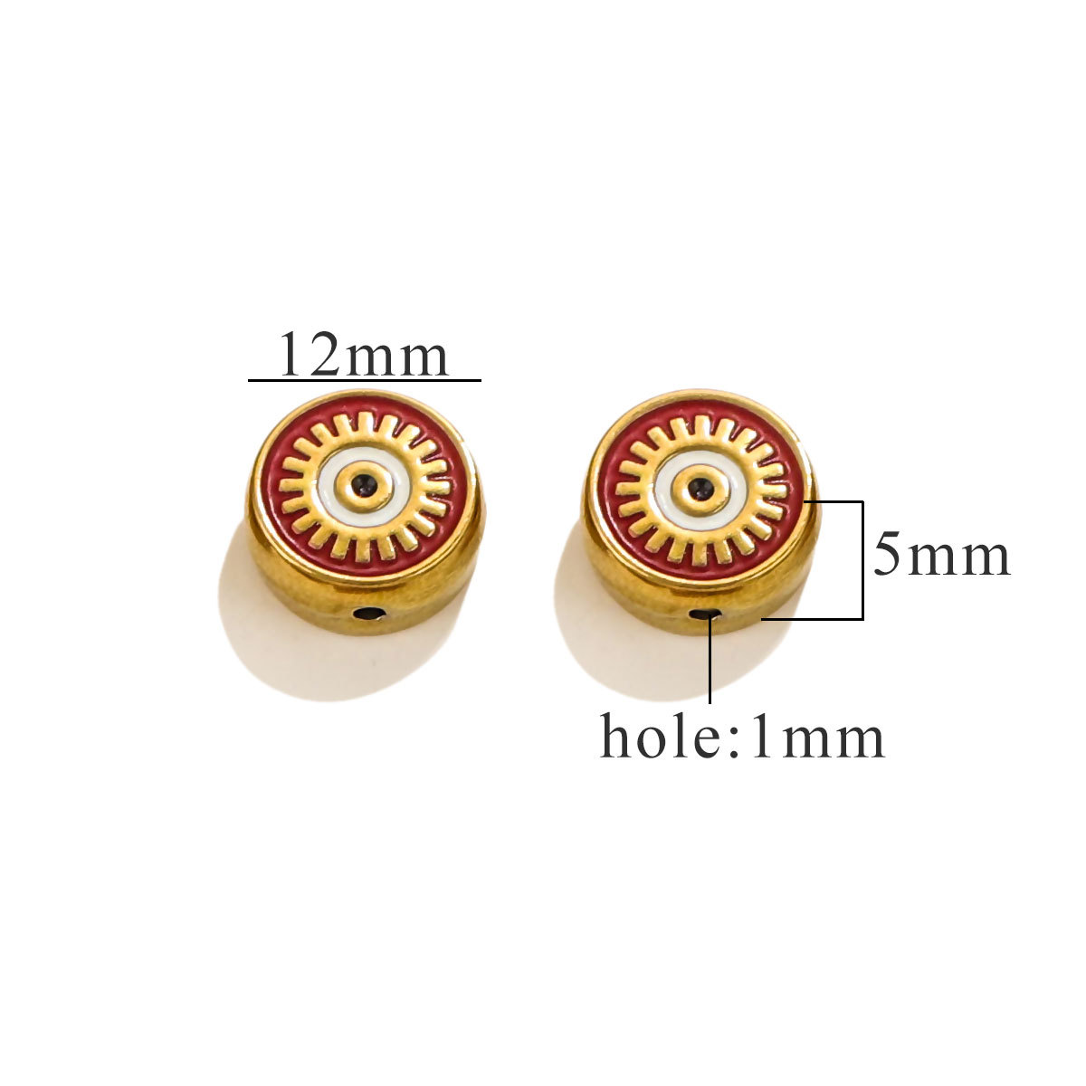 Cuentas cuadradas de acero inoxidable europeas y americanas, cuentas de ojos de doble cara con goteo de esmalte, cuentas divisorias, cuentas sueltas, accesorios de joyería de bricolaje al por mayor