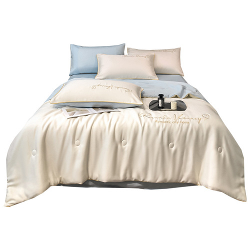 Summer Ice Silk Air Conditioning Quilt, 2024 New Thin Quilt, Washable Quilt Core, Four-Piece Set, Opening Gift