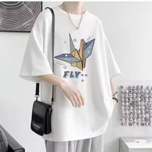 新款短袖t恤男夏季韩版潮流简约半袖上衣港风宽松休闲大码体恤衫