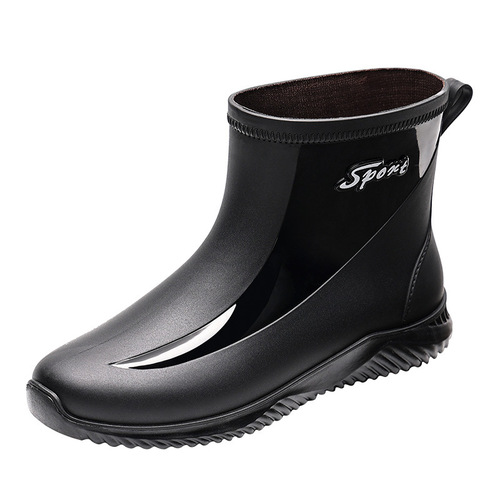 New style fashionable waterproof non-slip men's rain shoes short boots kitchen work fishing rain boots car washing water shoes trendy rubber overshoes