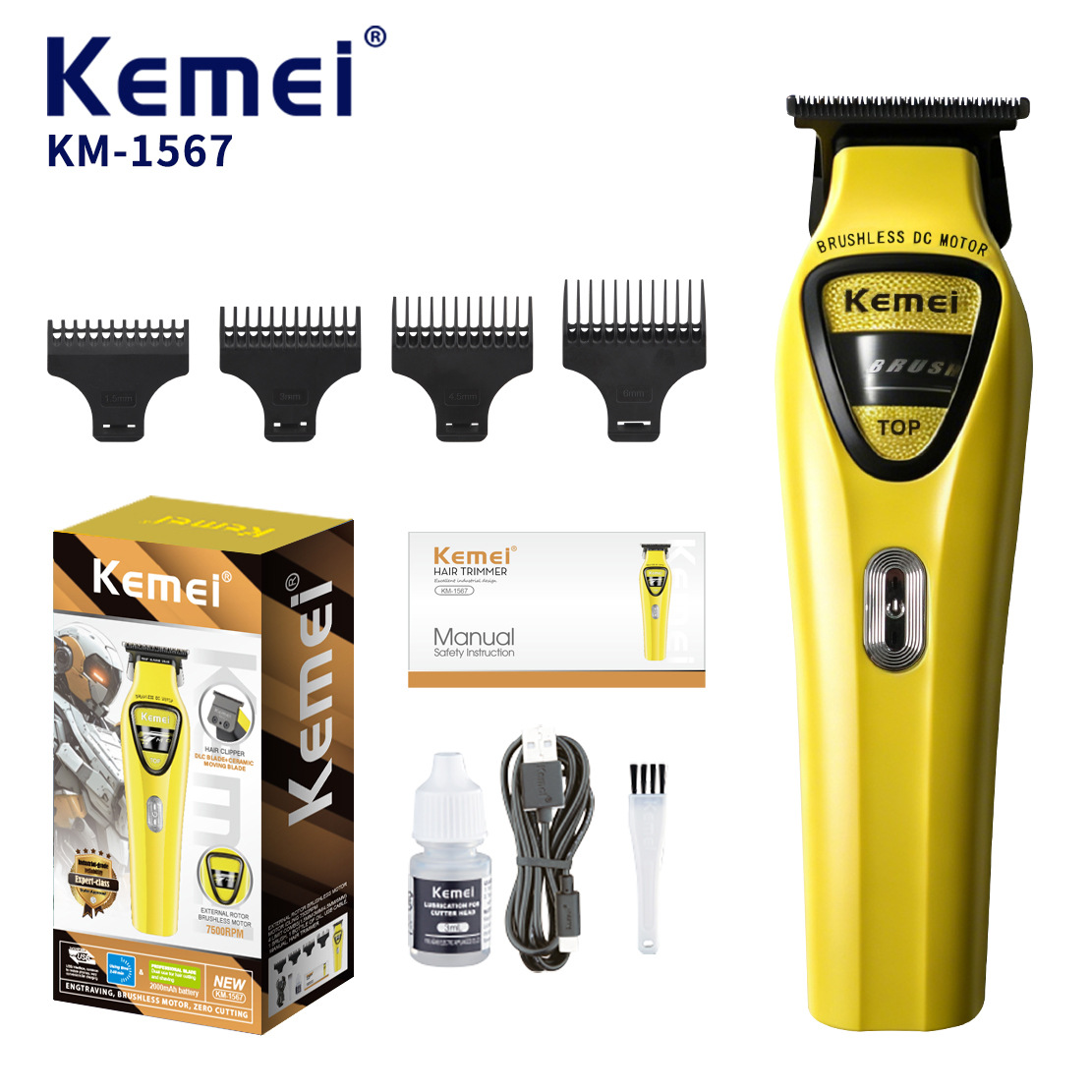 Kemei Kemei cortador de pelo cortador KM-1567 cortador de pelo especial cortador de pelo cortador de pelo rotor externo cortador de pelo eléctrico cortador de pelo