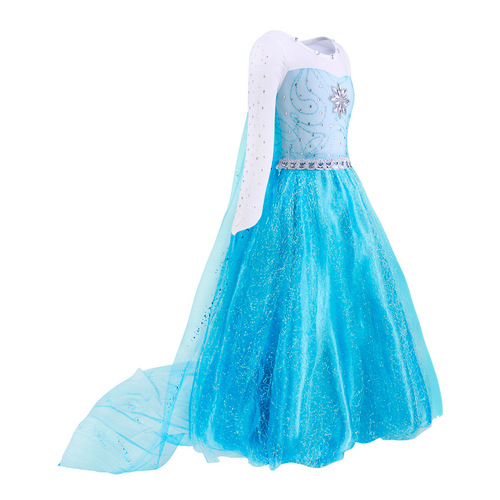 2024 Christmas Children's Clothing Frozen Princess Elsa Dress for Girls Long-Sleeve Dress