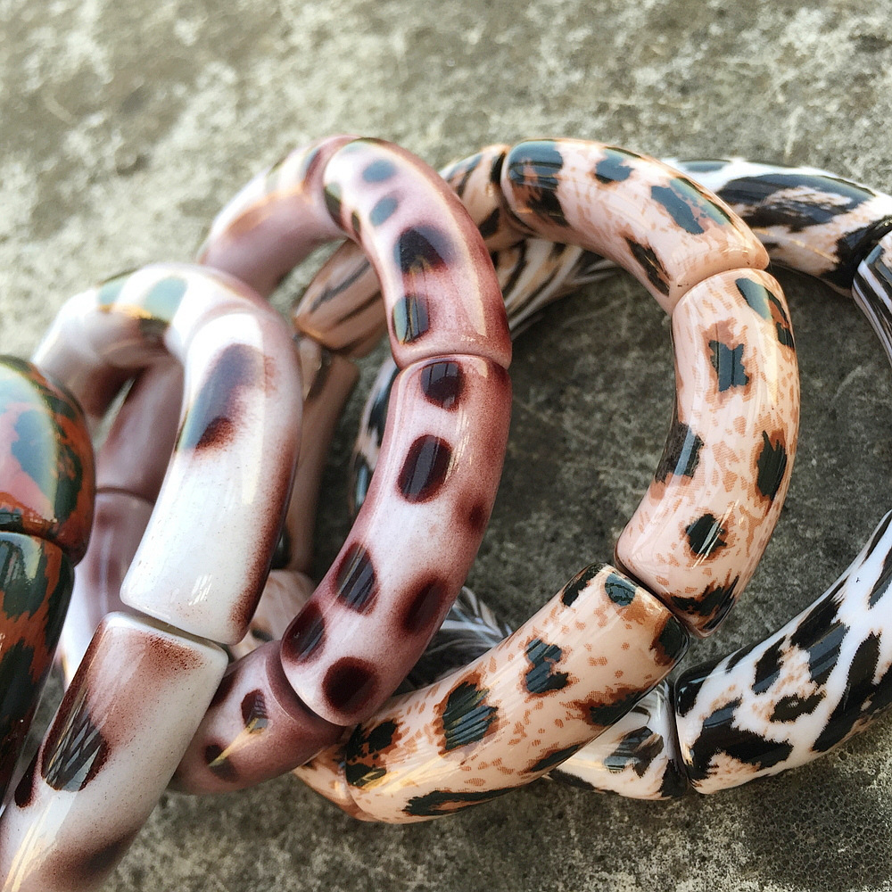 21g Weight Acrylic Pendant Material Retro Ethnic Style Leopard Arylic Bangles Wholesale