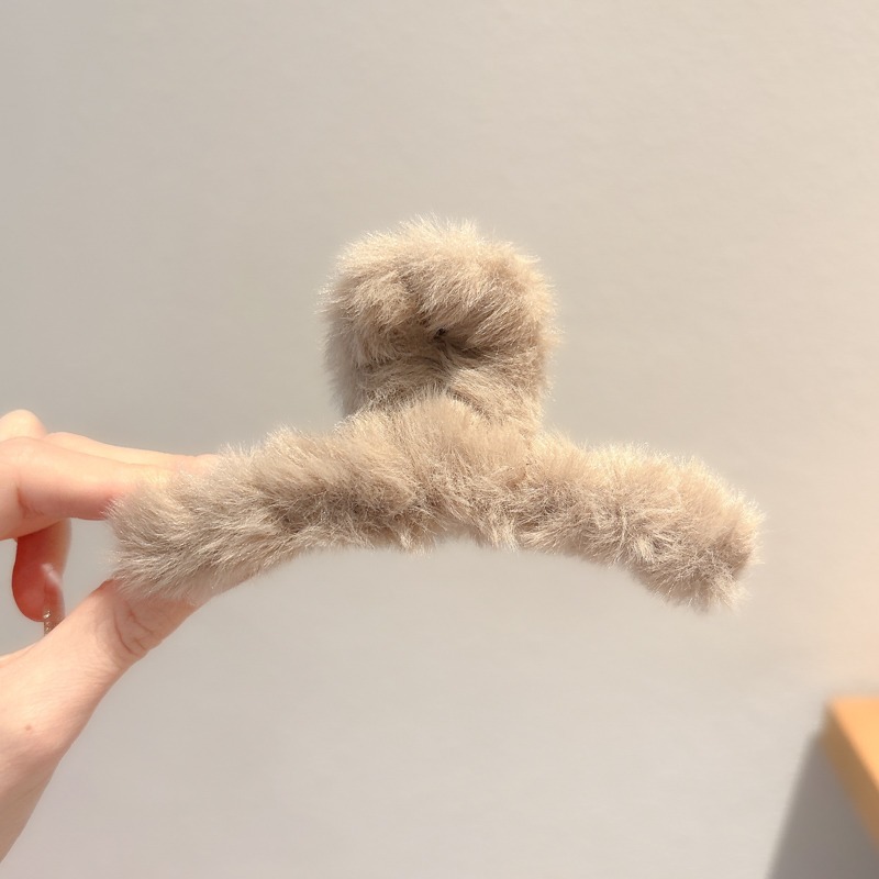 Clip de pelo coreano de peluche de invierno de cabeza de mujer gran clip de tiburón de caño y invierno clip de cabello de café clip de cabeza