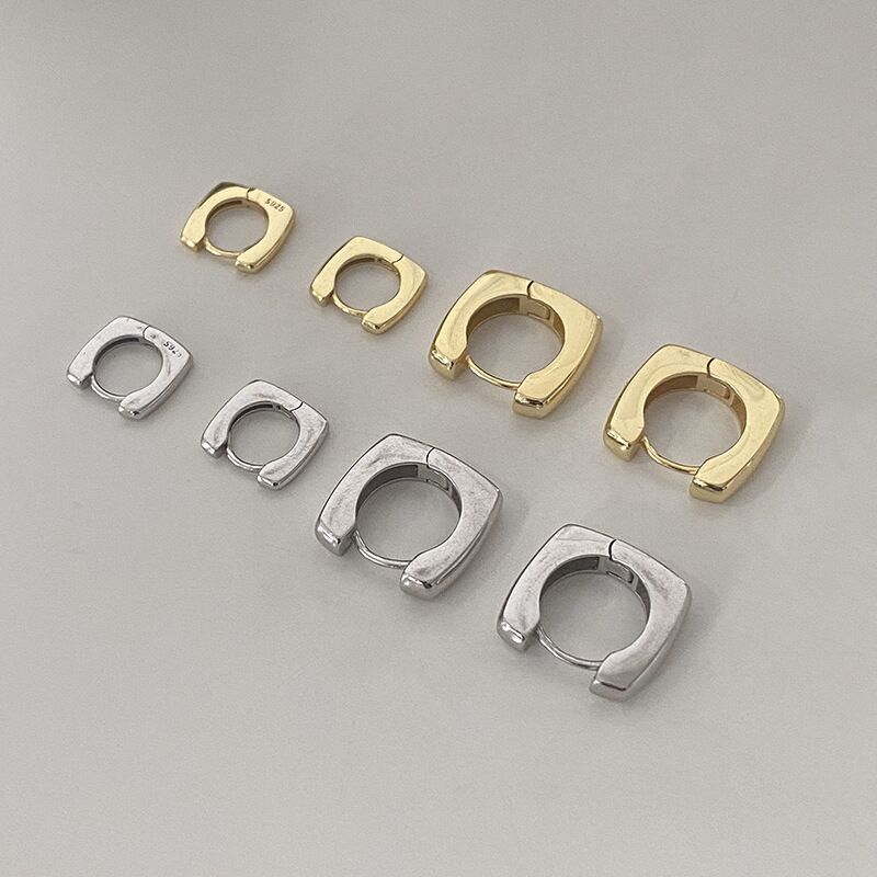 Geometric square small design fashionable retro earrings