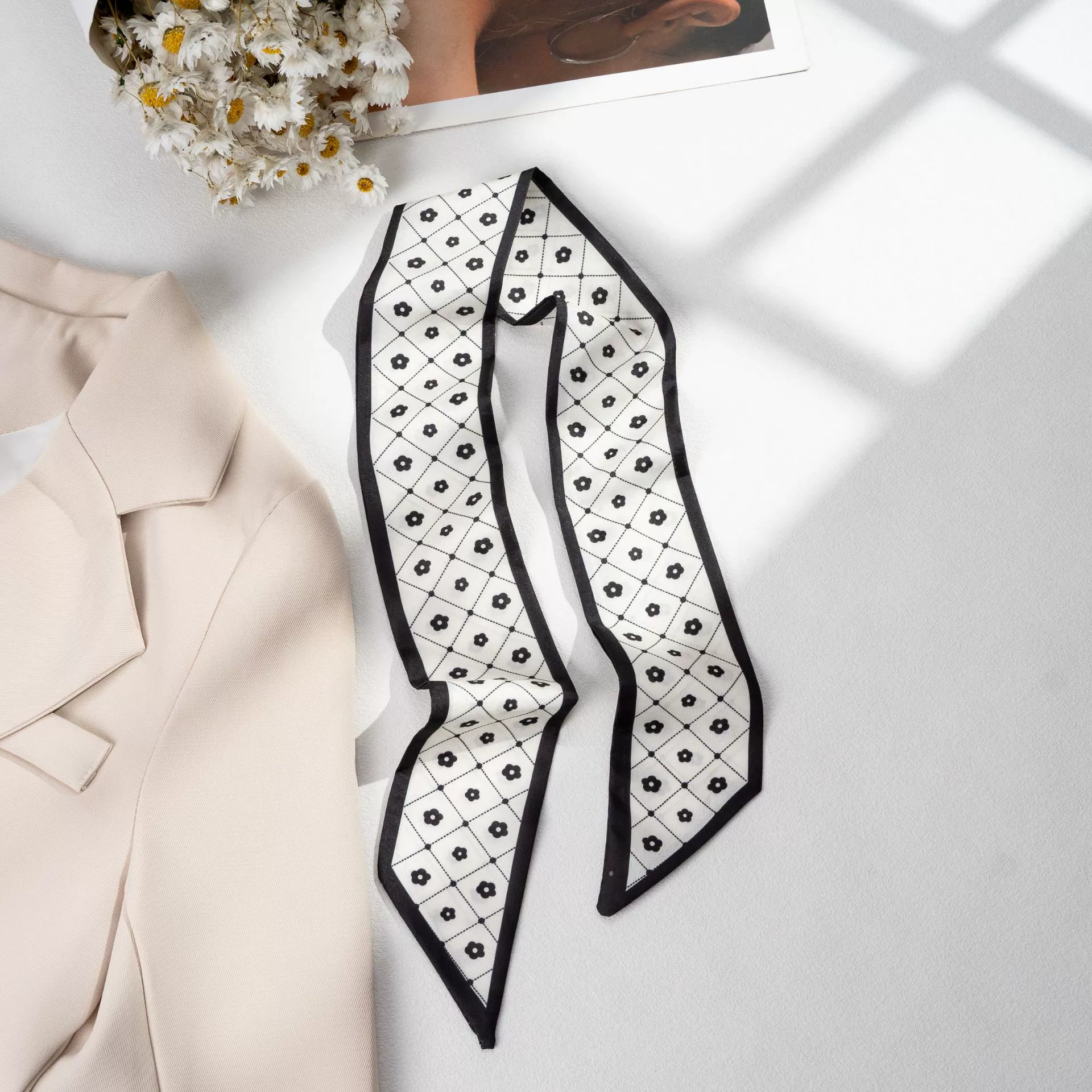 Silk Scarf Hairband (Suhang) long streamer 89×3.8 cm, lightweight gift box option